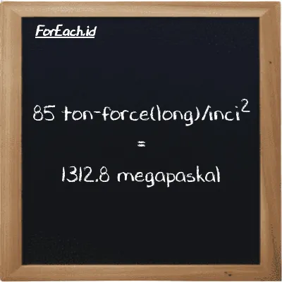 85 ton-force(long)/inci<sup>2</sup> setara dengan 1312.8 megapaskal (85 LT f/in<sup>2</sup> setara dengan 1312.8 MPa)
